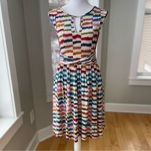 Anthropologie Maeve Rainbow Ikat Print Sleeveless A Line Dress Size Small